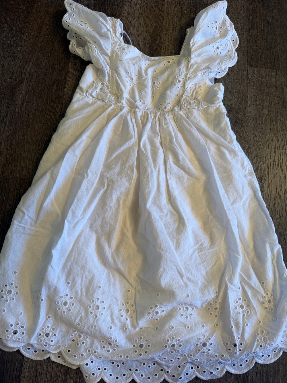 H&M Girls white flounced lace-detail dress - size 6/7